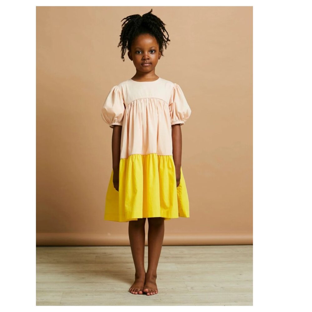 The Middle Daughter London Tier-ry Eyed‎ Dress - Sticking Plaster & Sweetcorn